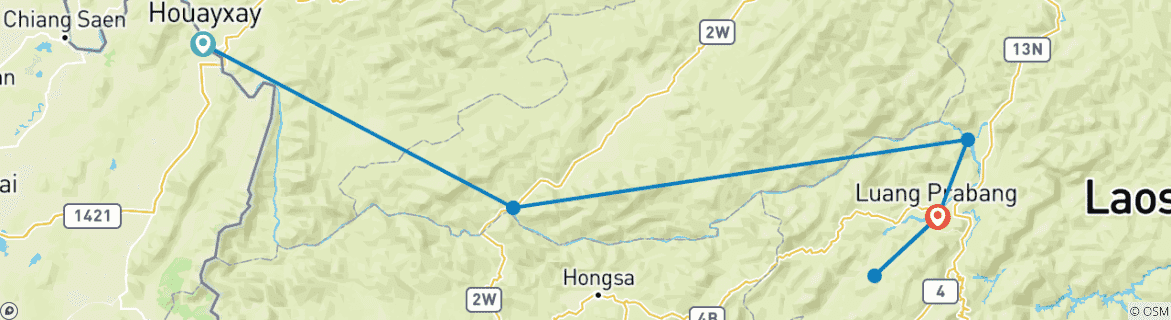 Karte mit der Reiseroute