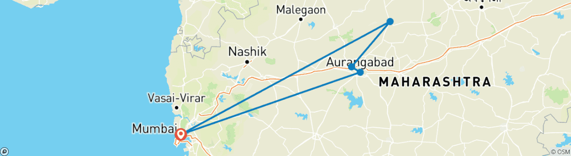 Image d'une carte montrant l'itinéraire du circuit