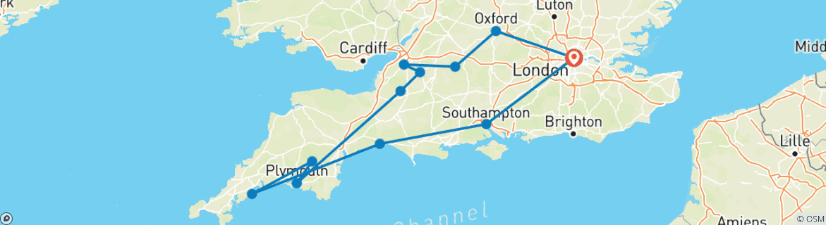 Map of 8 Tage Klassisches Südengland