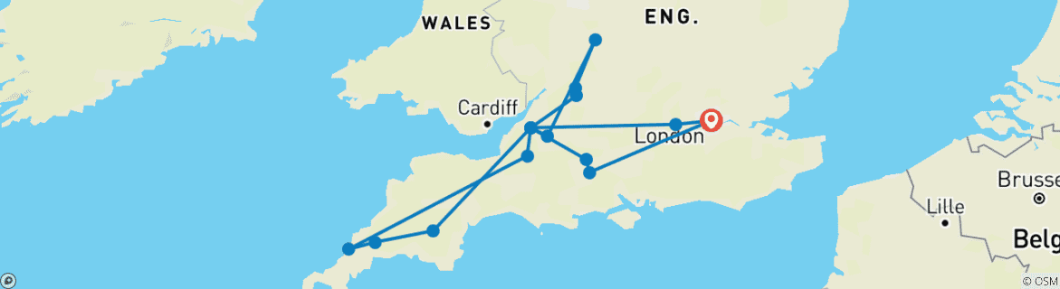 Karte mit der Reiseroute