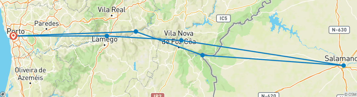 Image d'une carte montrant l'itinéraire du circuit