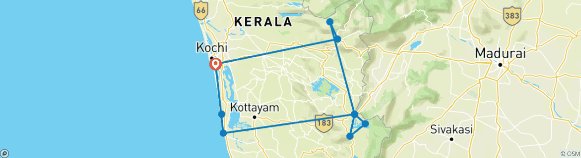 Karte mit der Reiseroute