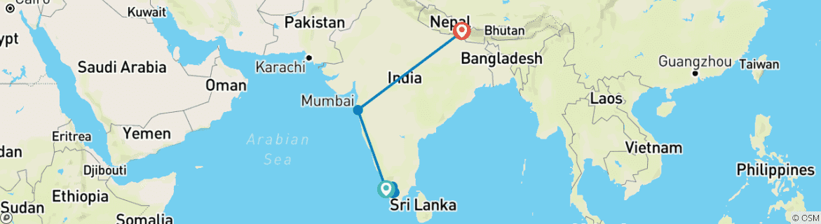 Karte mit der Reiseroute