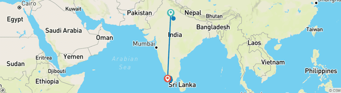 Karte mit der Reiseroute