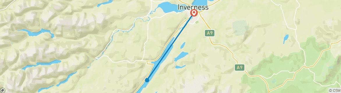 Carte du circuit 5 jours à Inverness avec l'expérience du Loch Ness et Skye et le château d'Eilean Donan