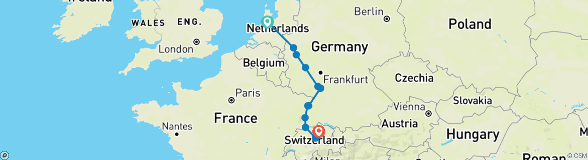 Image d'une carte montrant l'itinéraire du circuit