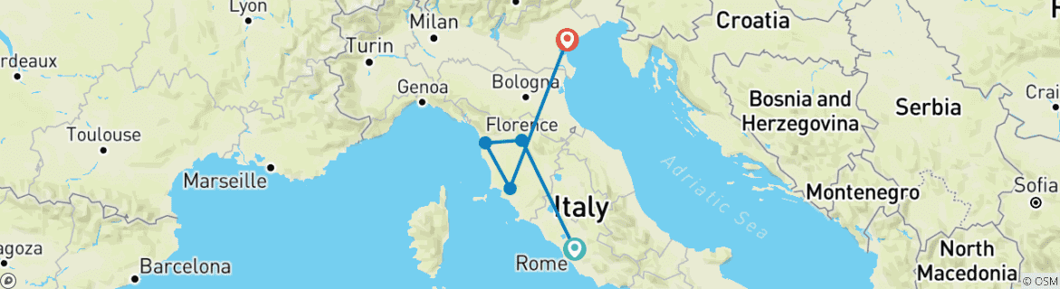 Foto van een kaart met de route van de rondreis