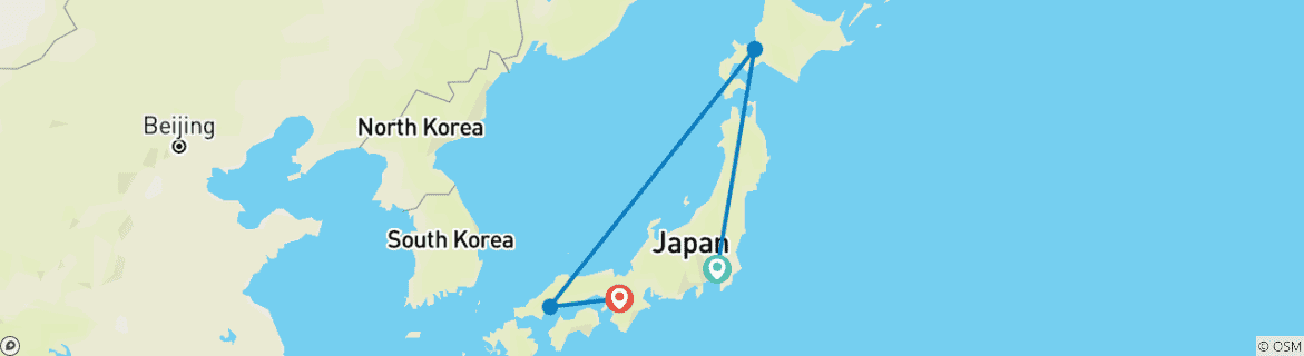 Karte mit der Reiseroute