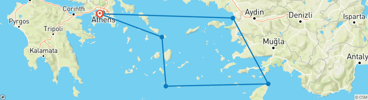 Image d'une carte montrant l'itinéraire du circuit