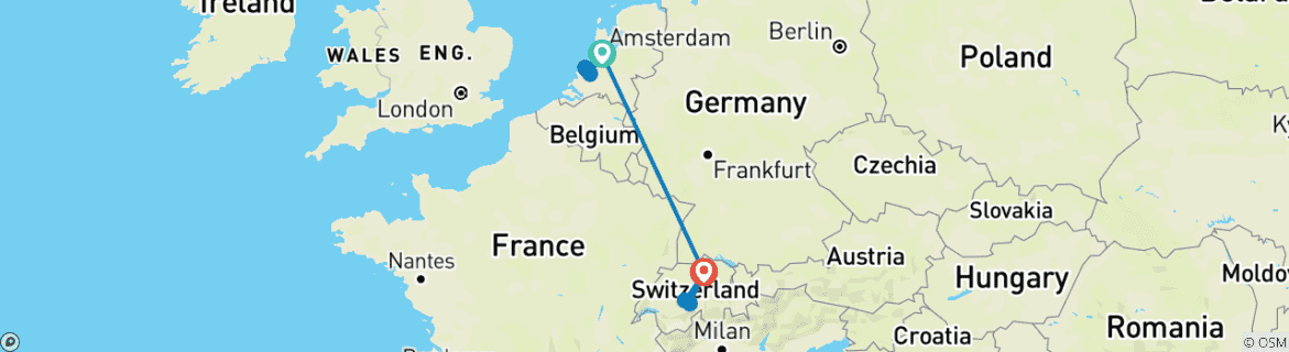 Image d'une carte montrant l'itinéraire du circuit