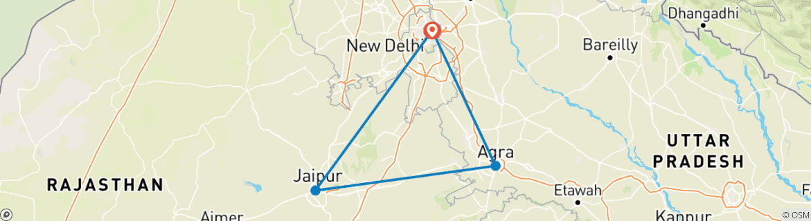 Foto van een kaart met de route van de rondreis