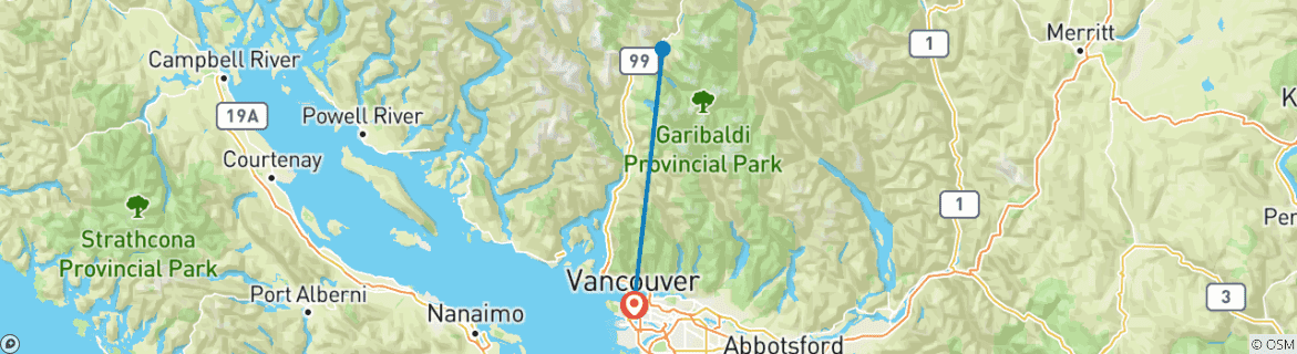 Image d'une carte montrant l'itinéraire du circuit