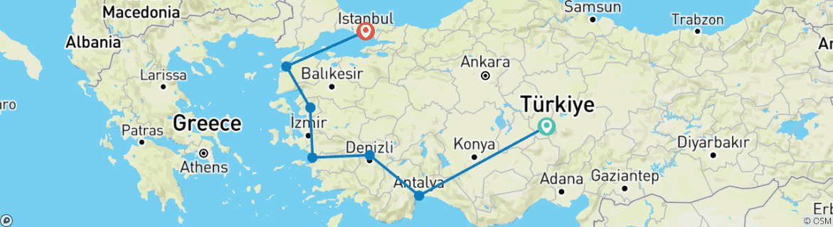 Image d'une carte montrant l'itinéraire du circuit