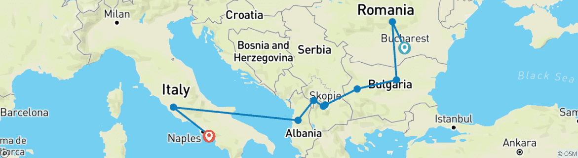 Image d'une carte montrant l'itinéraire du circuit