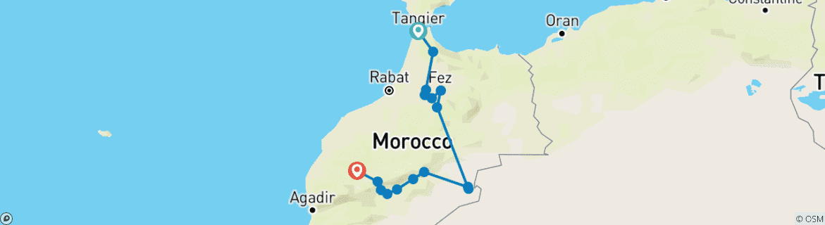 Image d'une carte montrant l'itinéraire du circuit