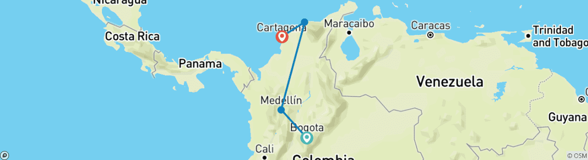 Image d'une carte montrant l'itinéraire du circuit