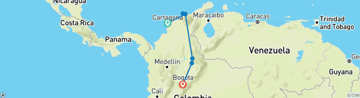 Image d'une carte montrant l'itinéraire du circuit
