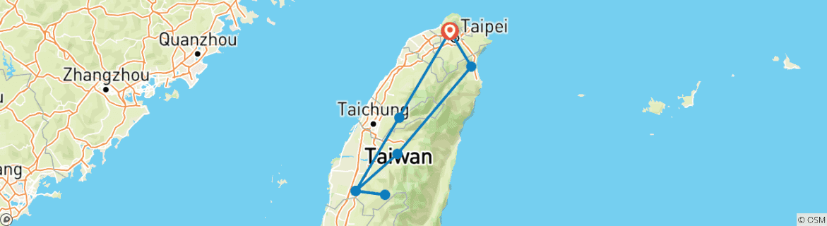 Image d'une carte montrant l'itinéraire du circuit
