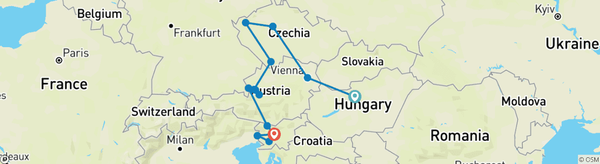 Karte mit der Reiseroute