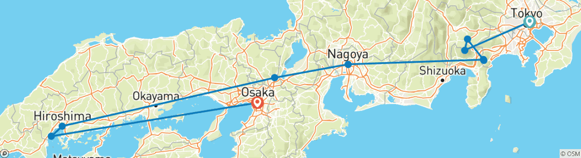 Karte mit der Reiseroute