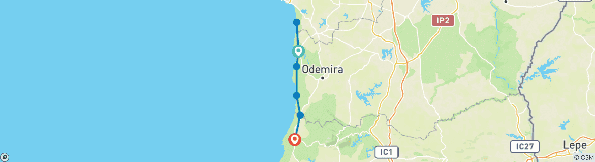 Image d'une carte montrant l'itinéraire du circuit