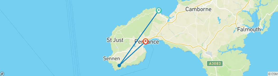 Image d'une carte montrant l'itinéraire du circuit