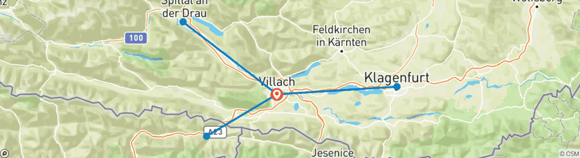 Image d'une carte montrant l'itinéraire du circuit