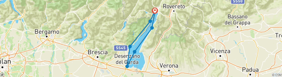 Image d'une carte montrant l'itinéraire du circuit