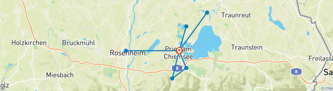 Image d'une carte montrant l'itinéraire du circuit