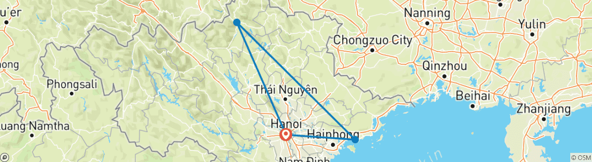 Foto van een kaart met de route van de rondreis