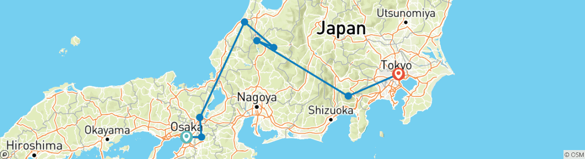 Foto van een kaart met de route van de rondreis