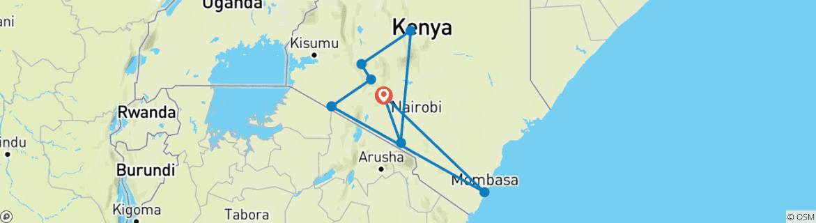 Karte mit der Reiseroute