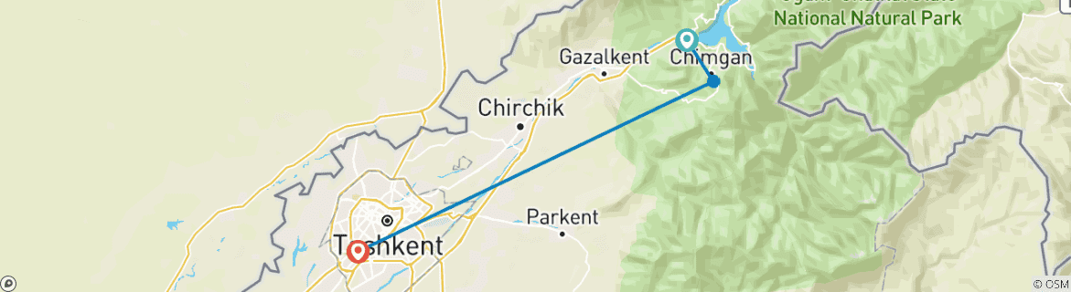 Image d'une carte montrant l'itinéraire du circuit