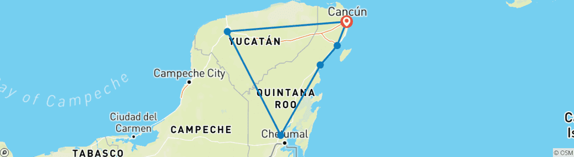 Image d'une carte montrant l'itinéraire du circuit