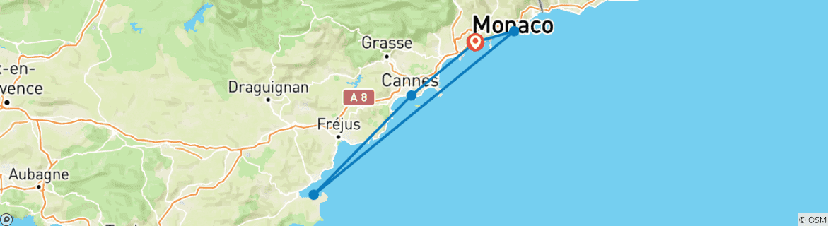 Image d'une carte montrant l'itinéraire du circuit