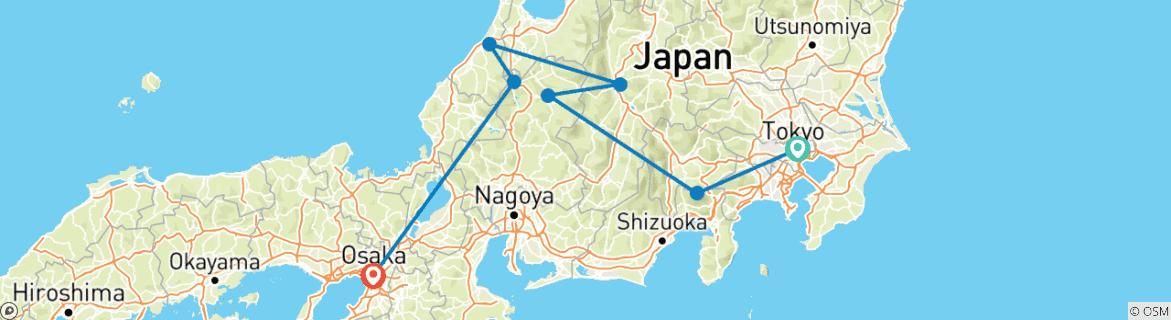 Foto van een kaart met de route van de rondreis