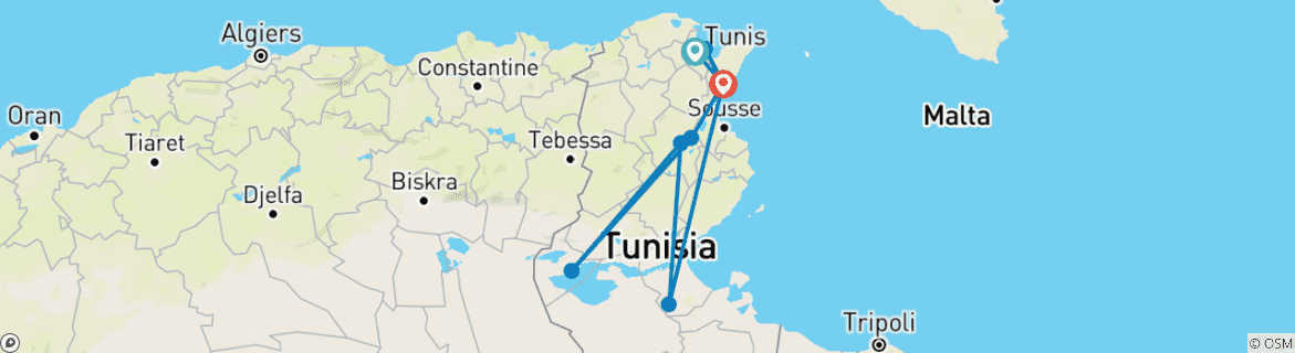 Image d'une carte montrant l'itinéraire du circuit