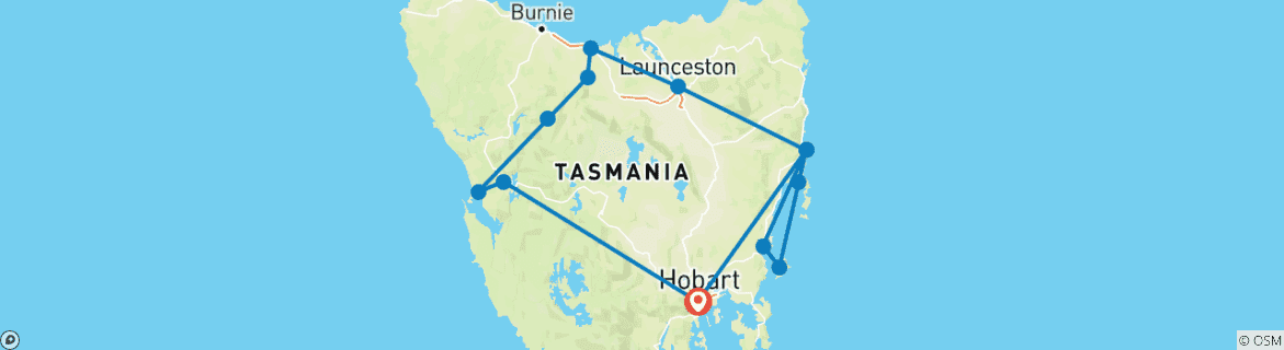 Image d'une carte montrant l'itinéraire du circuit