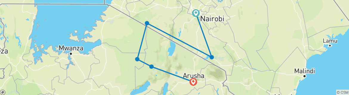 Foto van een kaart met de route van de rondreis