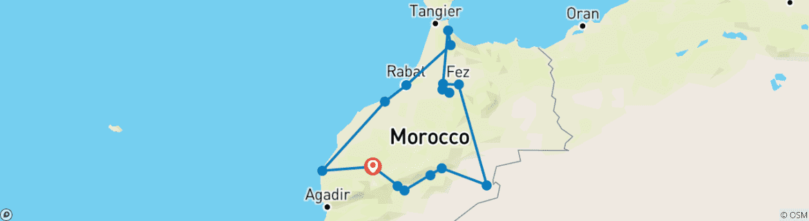 Karte mit der Reiseroute