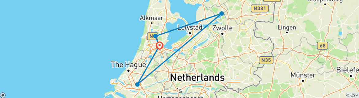 Image d'une carte montrant l'itinéraire du circuit