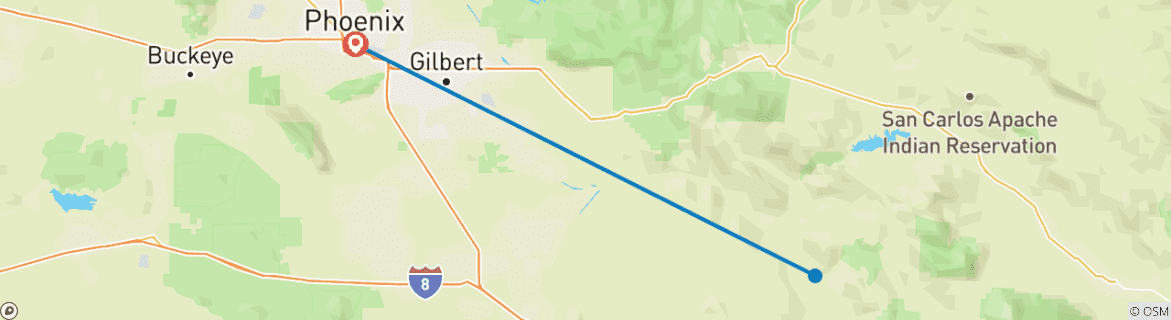 Image d'une carte montrant l'itinéraire du circuit