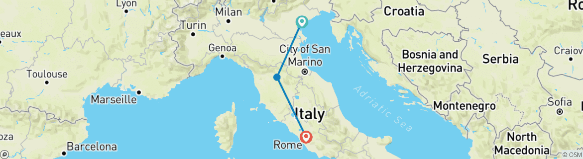 Image d'une carte montrant l'itinéraire du circuit