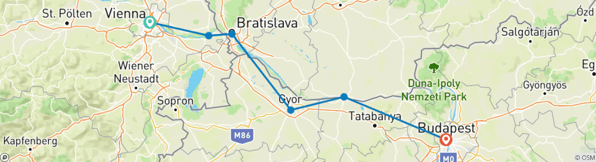 Image d'une carte montrant l'itinéraire du circuit