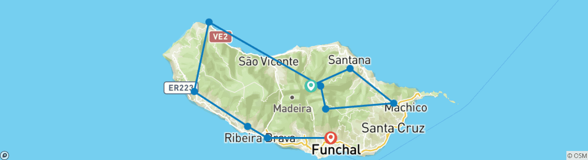 Image d'une carte montrant l'itinéraire du circuit