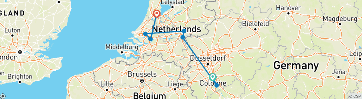 Image d'une carte montrant l'itinéraire du circuit