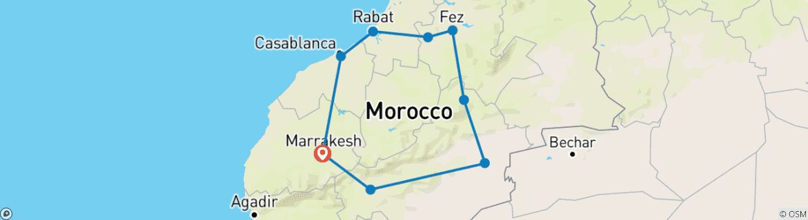 Image d'une carte montrant l'itinéraire du circuit