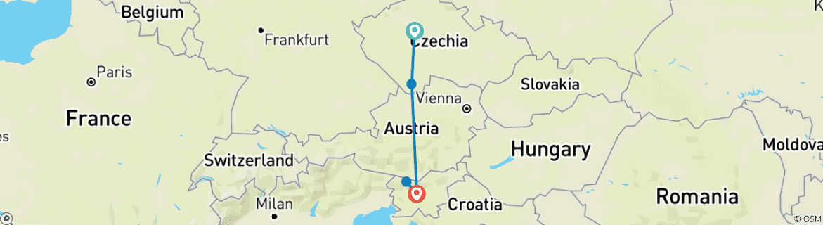 Karte mit der Reiseroute