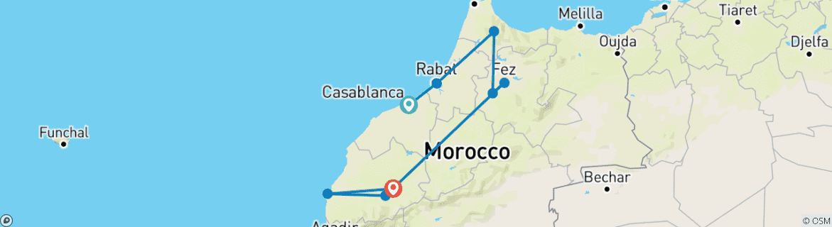 Image d'une carte montrant l'itinéraire du circuit
