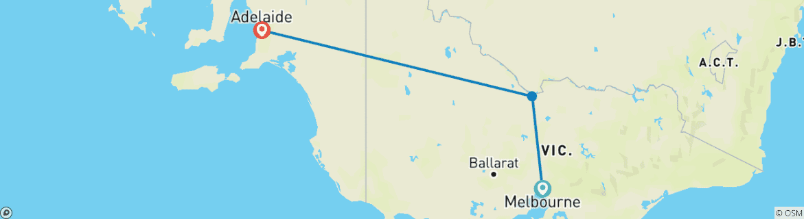 Image d'une carte montrant l'itinéraire du circuit